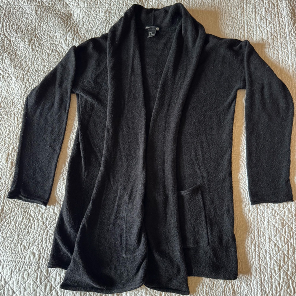 H&M Open-Front Shawl Collar Black Cardigan